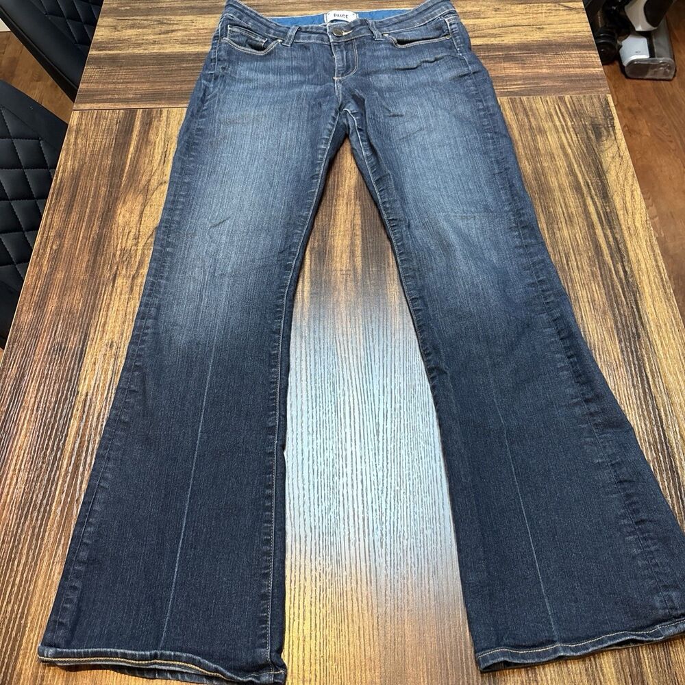Paige Skyline Boot Petite Jeans Size 28 Dark Wash Stretch Bootcut Denim Made USA